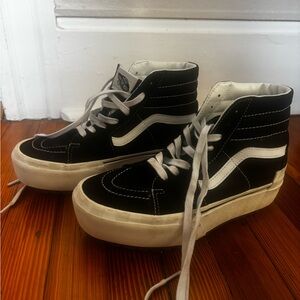 Vans Black and White High-Top Skate Shoes